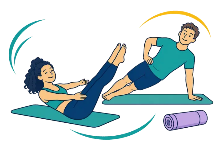 Deux personnes pratiquent le Pilates sur leurs tapis