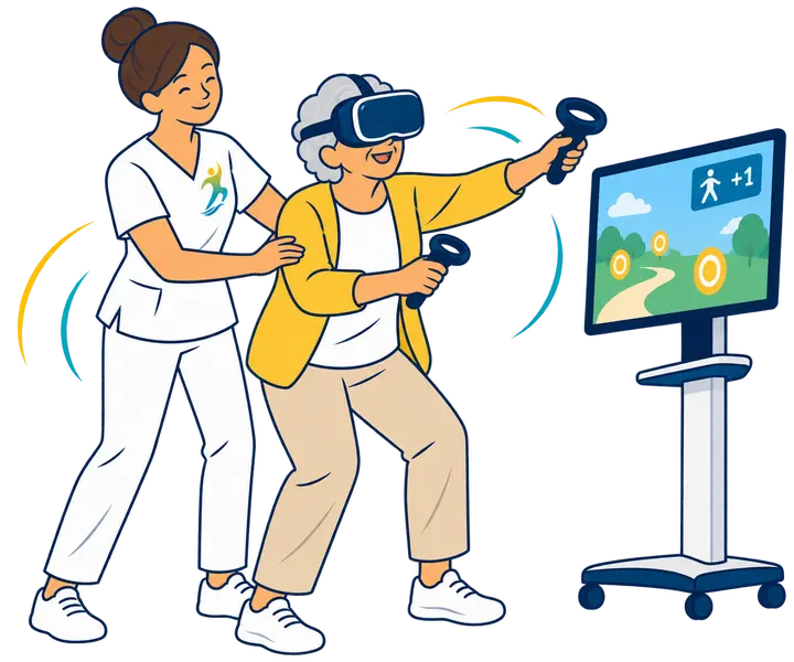 Séance de rééducation en réalité virtuelle au cabinet Physio Ourcq